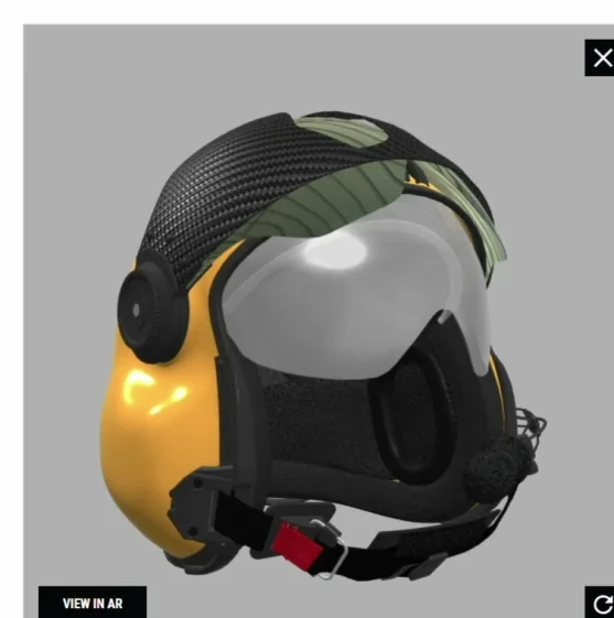 A configured Evolution flight helmet in 3D