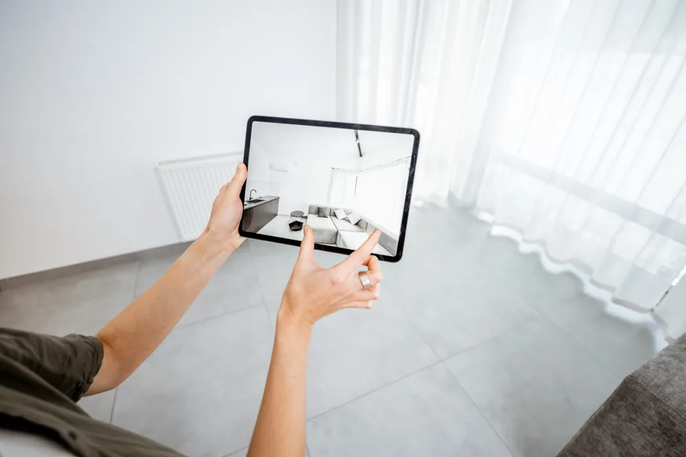 Planning a room on a tablet